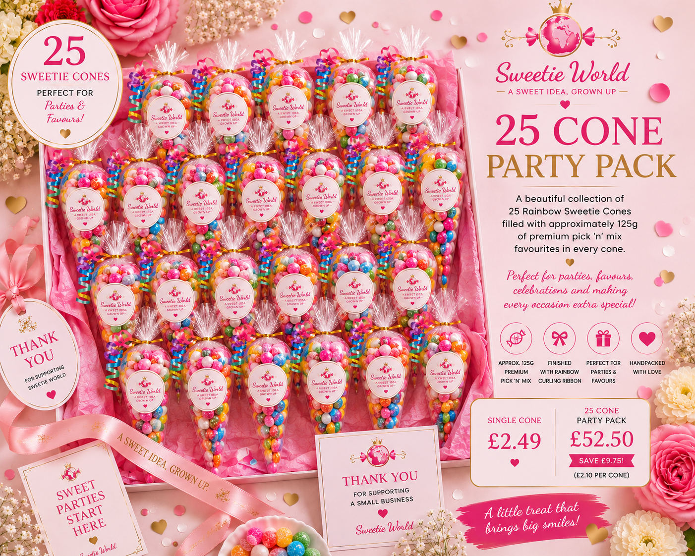 25 Candy Cone Party Pack